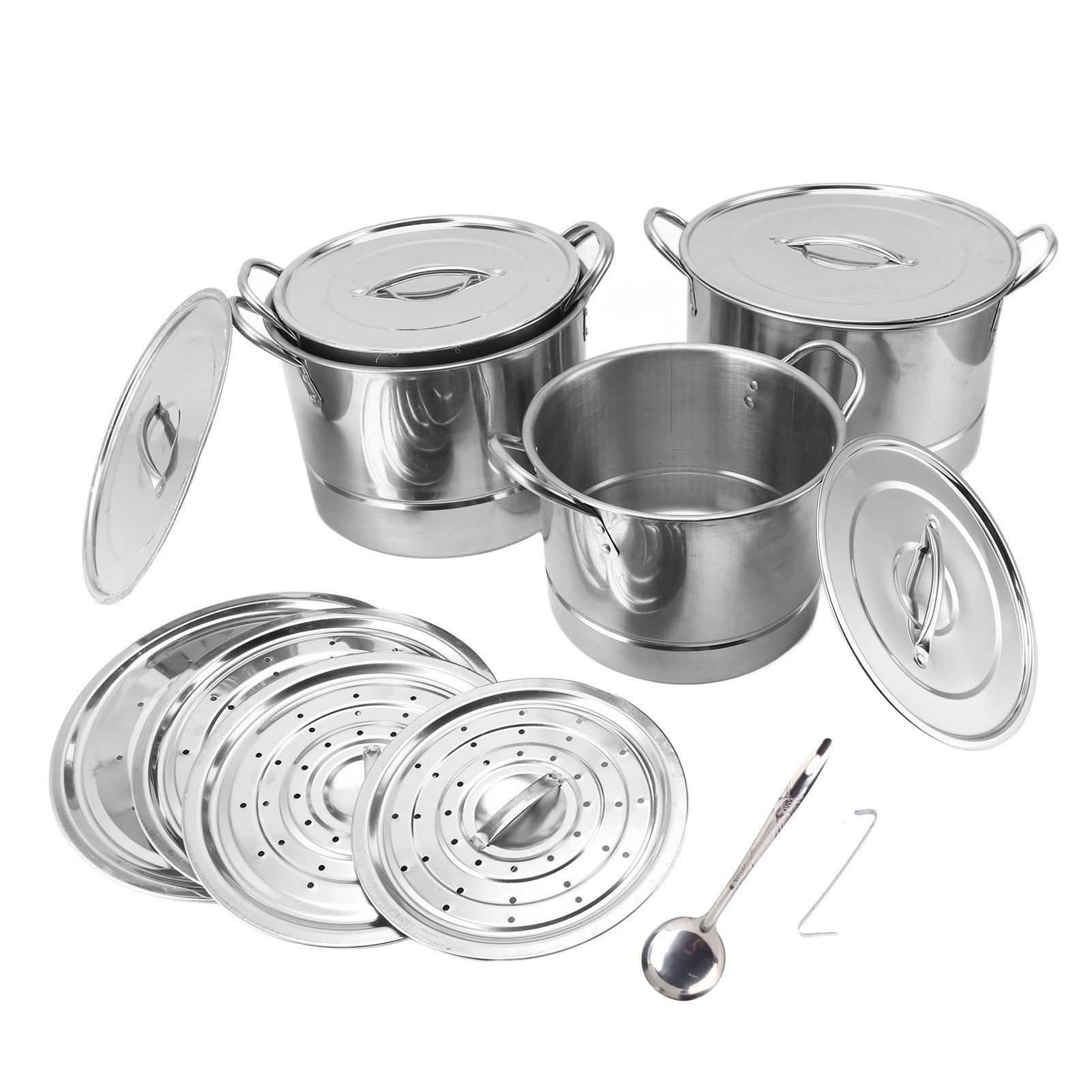 4PCS Soup Pot Set Stainless Steel Multipurpose Sauce Pot Kitchen Cookware With 8 Lids For Cooking Steaming Stir Frying