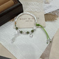1pcs 999 Sterling Silver Half Bangle Butterfly Tassel Hetian Jade Bead Braided Bracelet, Elegant Chinese Style, For Women Hanfu Daily Wear & Anniversary Birthday Gift