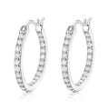 S925 Sterling Silver Pave Hoop Earrings, 46 D-VVS1 Moissanite, Platinum Plated 3g, Women's Fine Jewelry Gift Box