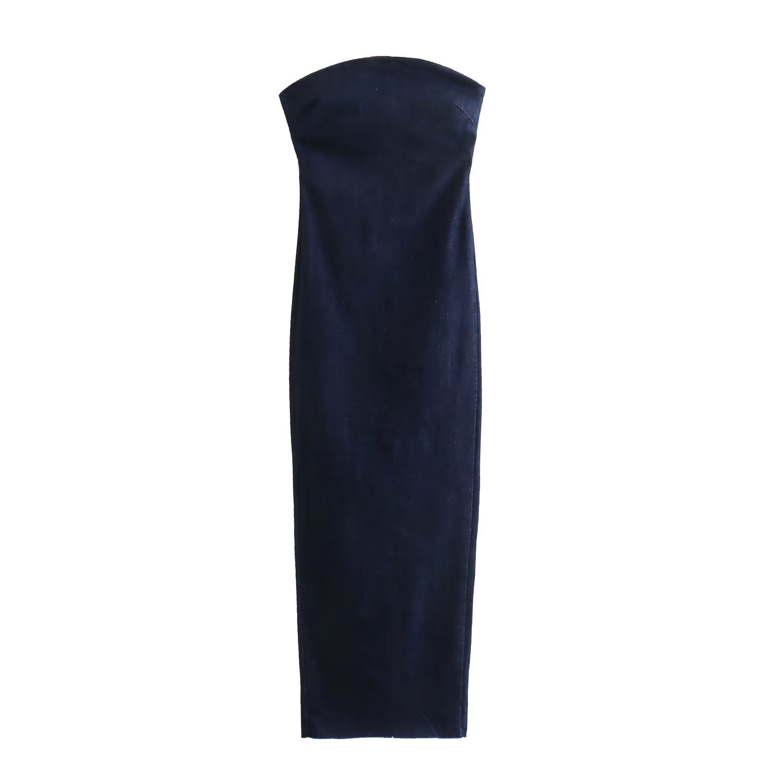 Back-zip Denim Bandeau Dress