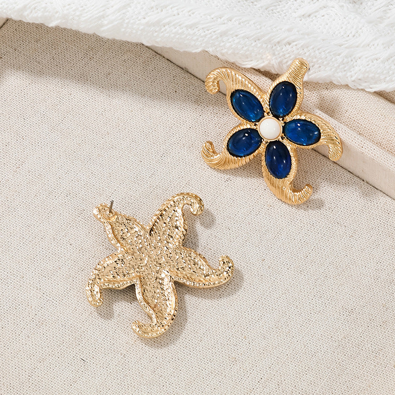 Irregular Neptune-inlaid Handmade Flower Earrings