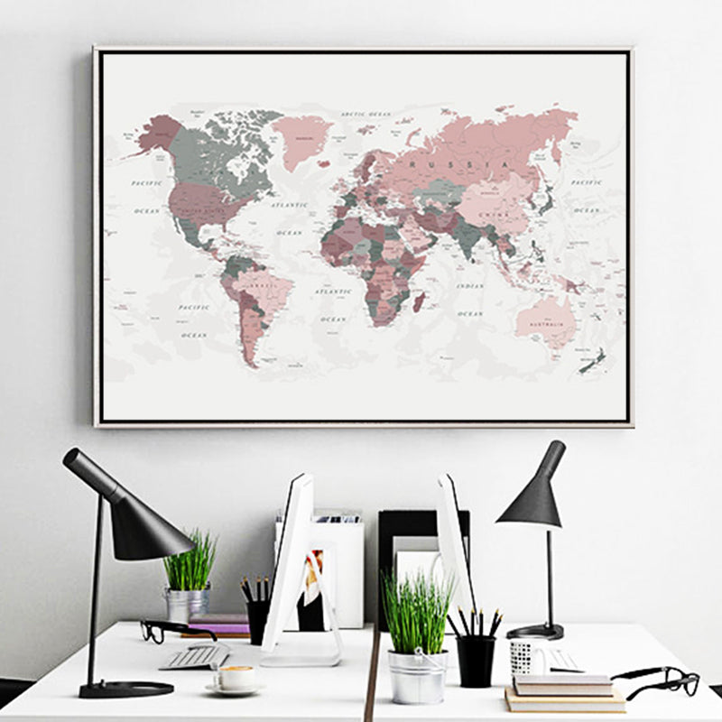 Happy Color World Map Color Canvas Home Decoration