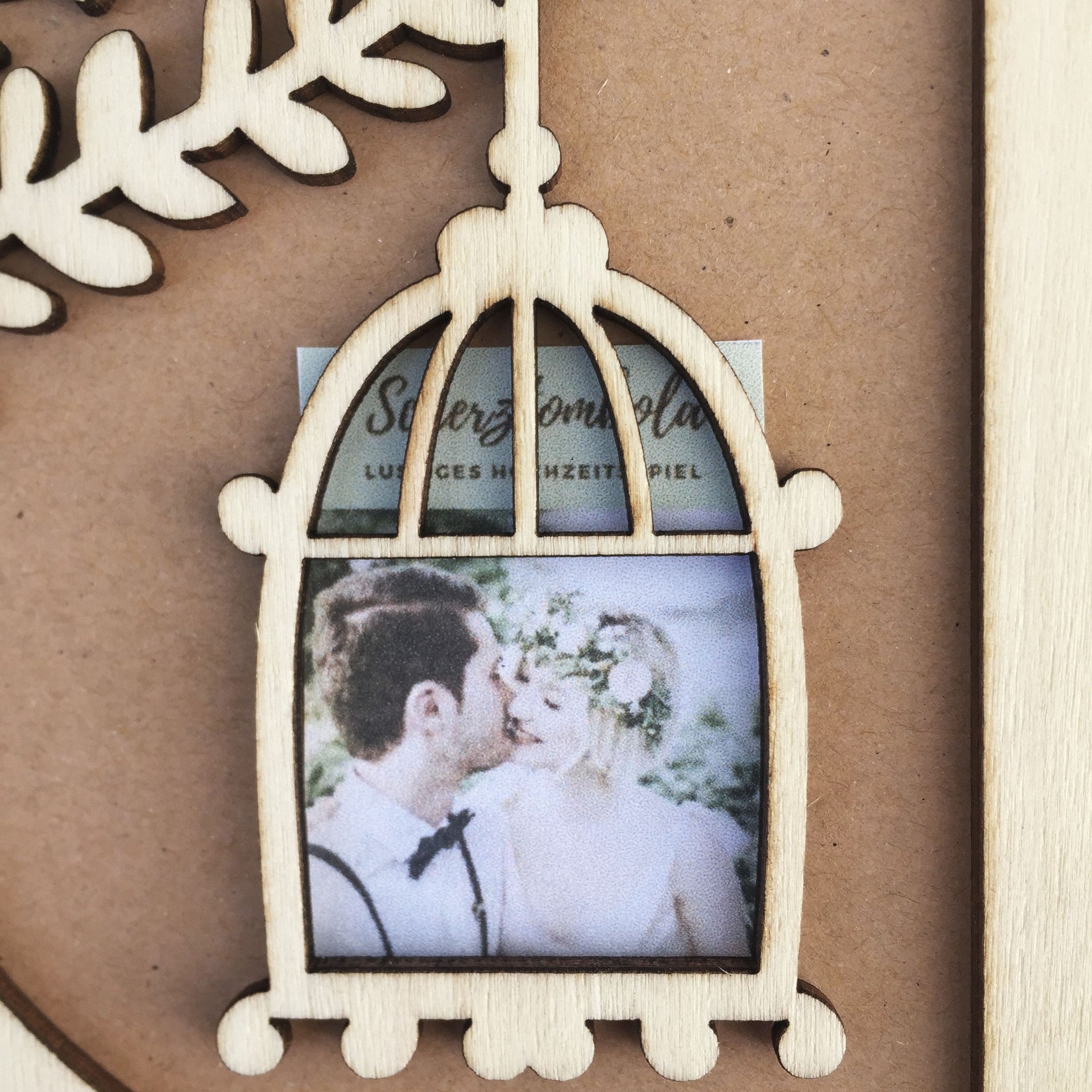 Wooden Wedding Guest Book, 3D Cutout Love Tree Photo Album, Wedding Day Memory Scrapbook With Birdcage Photo Frame, Wedding Party Keepsake Sign In Book