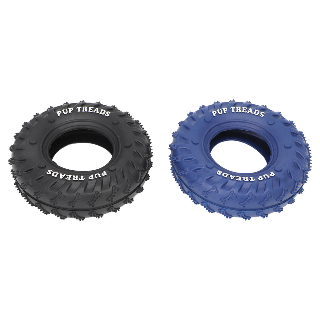 2Pcs Blue Black Rubber Tire Dog Chew Toy Safe Tire Shape Rubber Pet Chew Toy For Medium Large Dogs