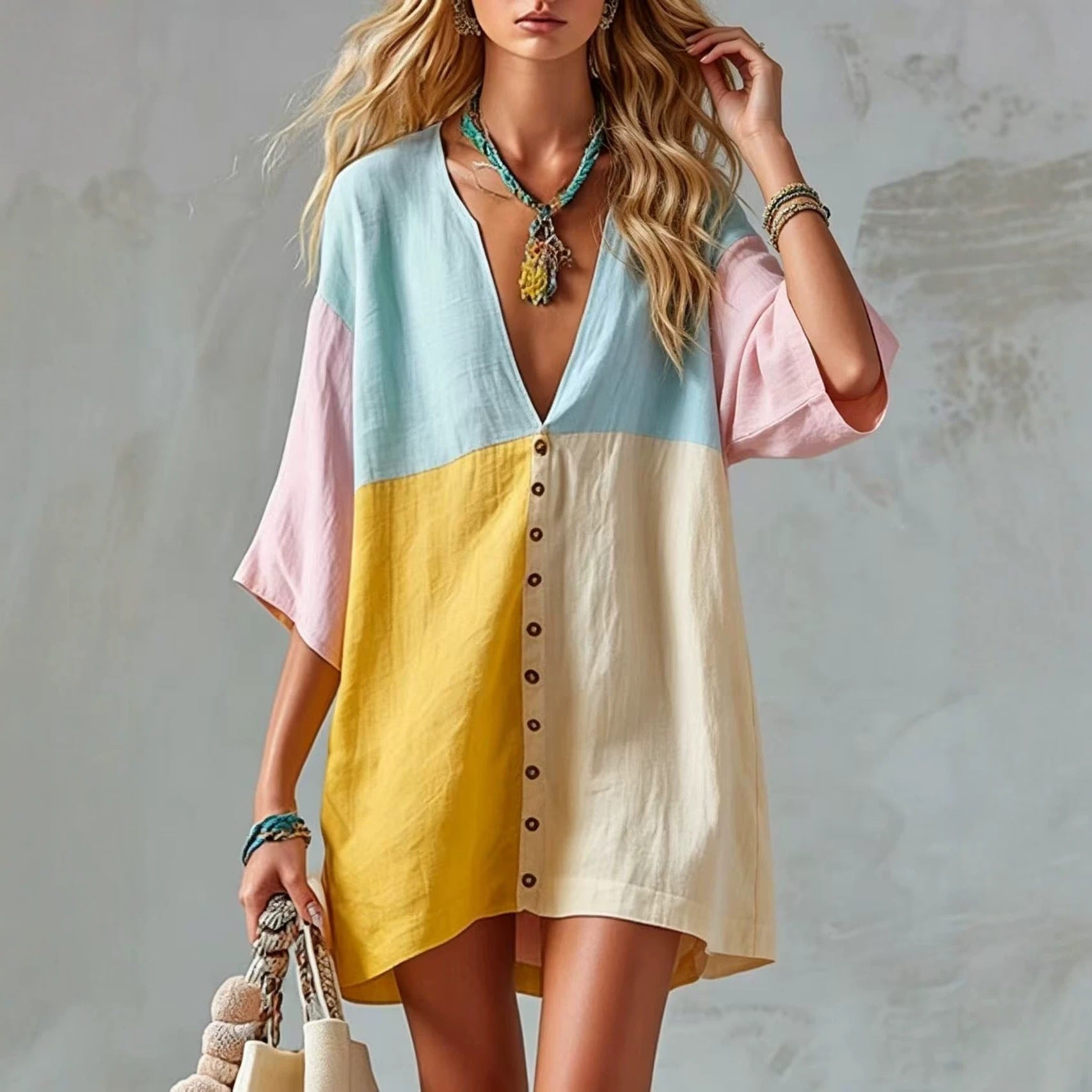 Womens Loose-fitting Export-style Cropped Dress