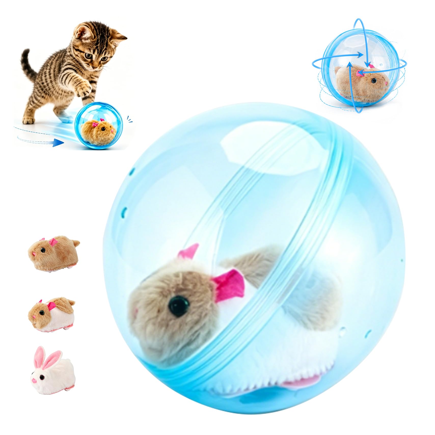 2026 New Self-Rolling Interactive Cat Ball Realistic Animal Automatic Moving Rolling Cat Ball  Rolling Spin Moving Cat Ball Indoor Interactive Pet Ball For Cats Dogs Chasing