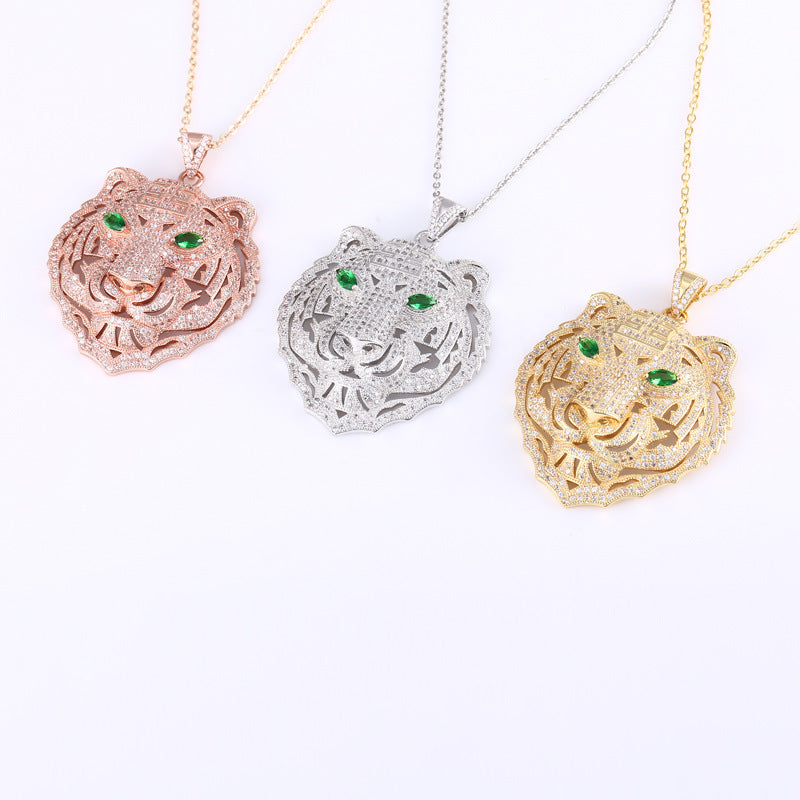 Full diamond tiger head pendant