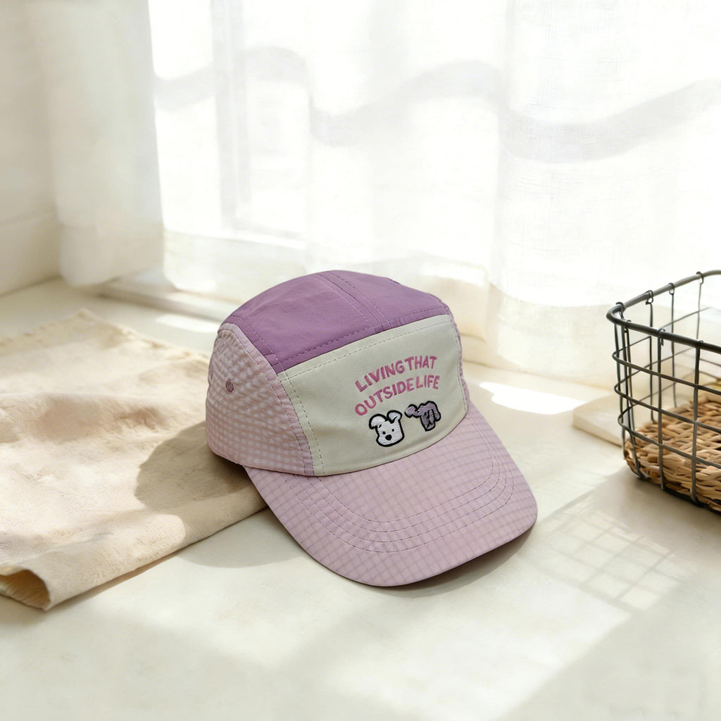 Children's Multi-color Striped And Checked Patterned, With Numerous Letters And Cartoon Animals, Embroidered Baseball Cap For Casual Outings And Shopping.
