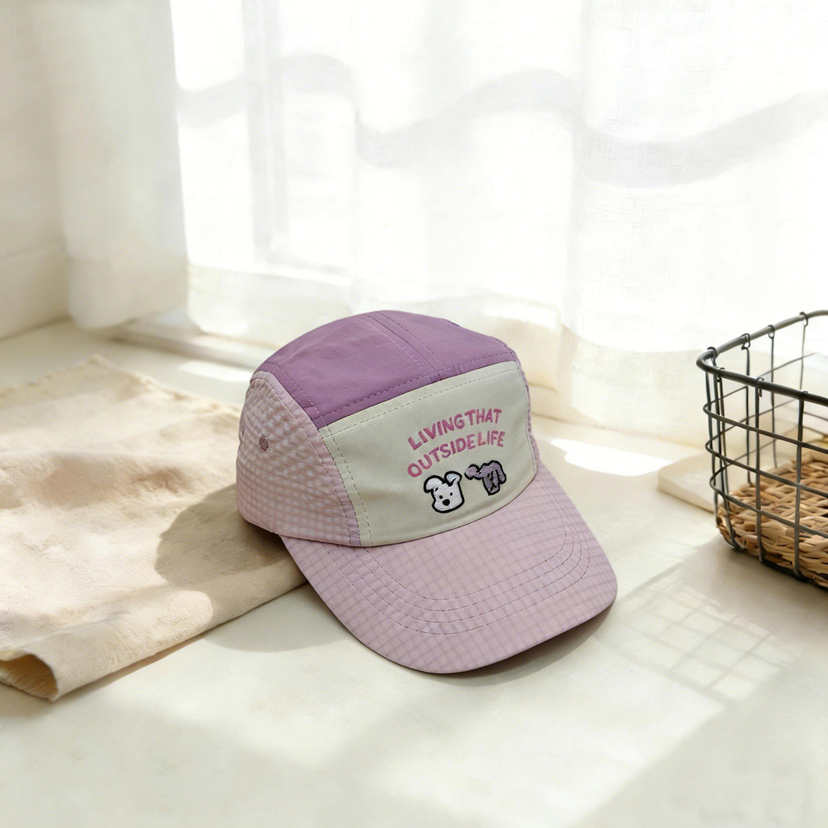 Children's Multi-color Striped And Checked Patterned, With Numerous Letters And Cartoon Animals, Embroidered Baseball Cap For Casual Outings And Shopping.