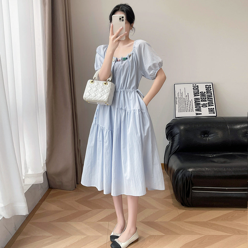 French Sweet Puff Sleeve Dress Women