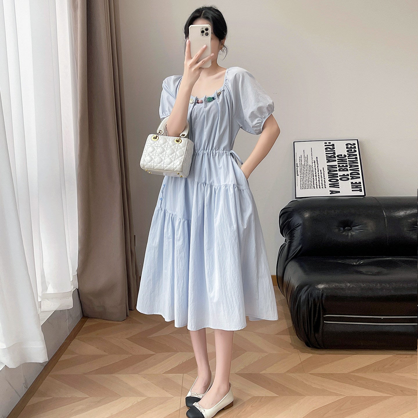 French Sweet Puff Sleeve Dress Women