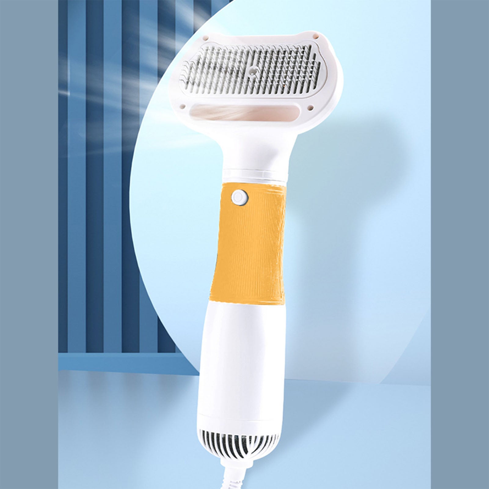 Pet Hair Dryer With Slicker Brush Low Noise 600W 3 Temperature Adjustable 3 In 1 Grooming Dog Blow Dryer For Cats Yellow