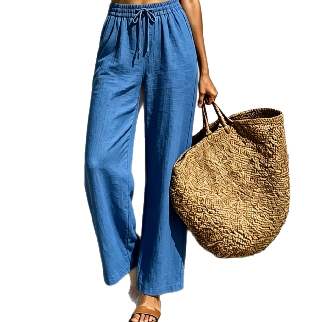 New Womens Casual High-waisted Loose-fitting Trousers With An Elastic Drawstring