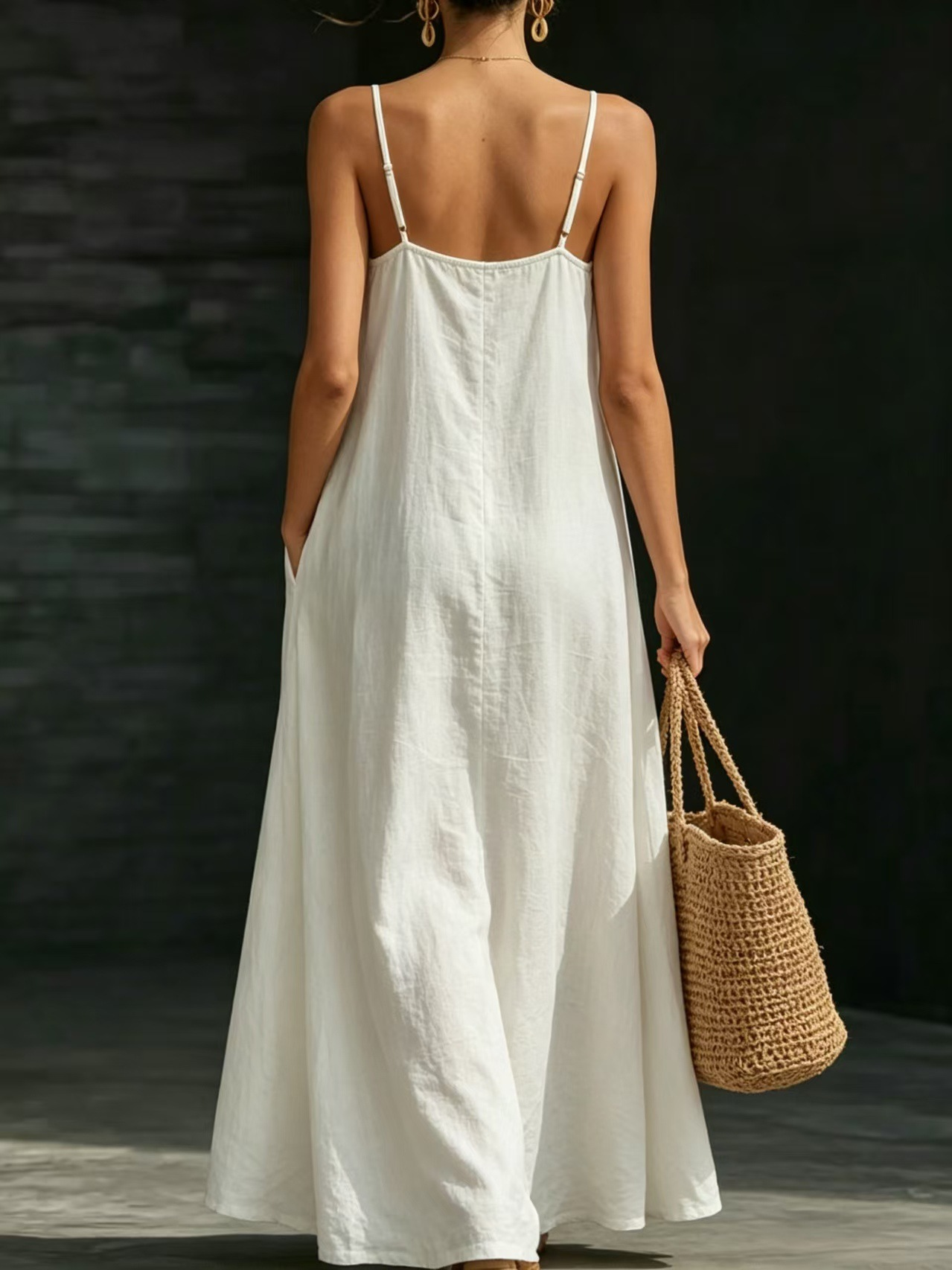 Summer Beach Strap Long Dress Loose And Flowing Casual Strap Long Dress Vacation Style Dress