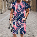 Printed Mens Summer Short-Sleeve Beach Pants Set
