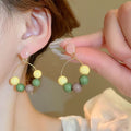 Street Fashion French Vintage Flat Round Resin Tassel Circle Hoops, S925 Silver Needle Elegant Light Luxury High Texture All-Match Women Earrings