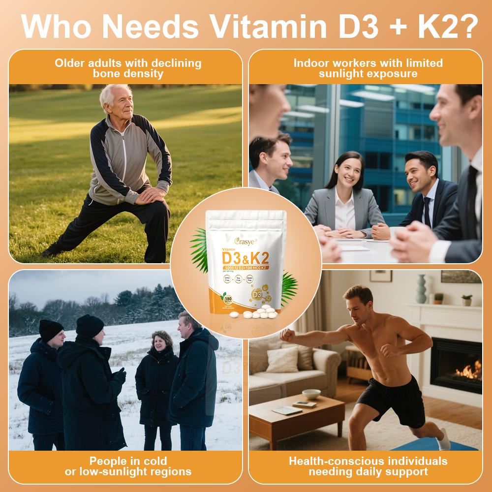 VitaminD3 K2 Softgels HighPotency Formula With Virgin Coconut Oil, 180 Count 2-in-1 Vitamin D & K Supplement Supporting Bone, Heart, And Immune Health