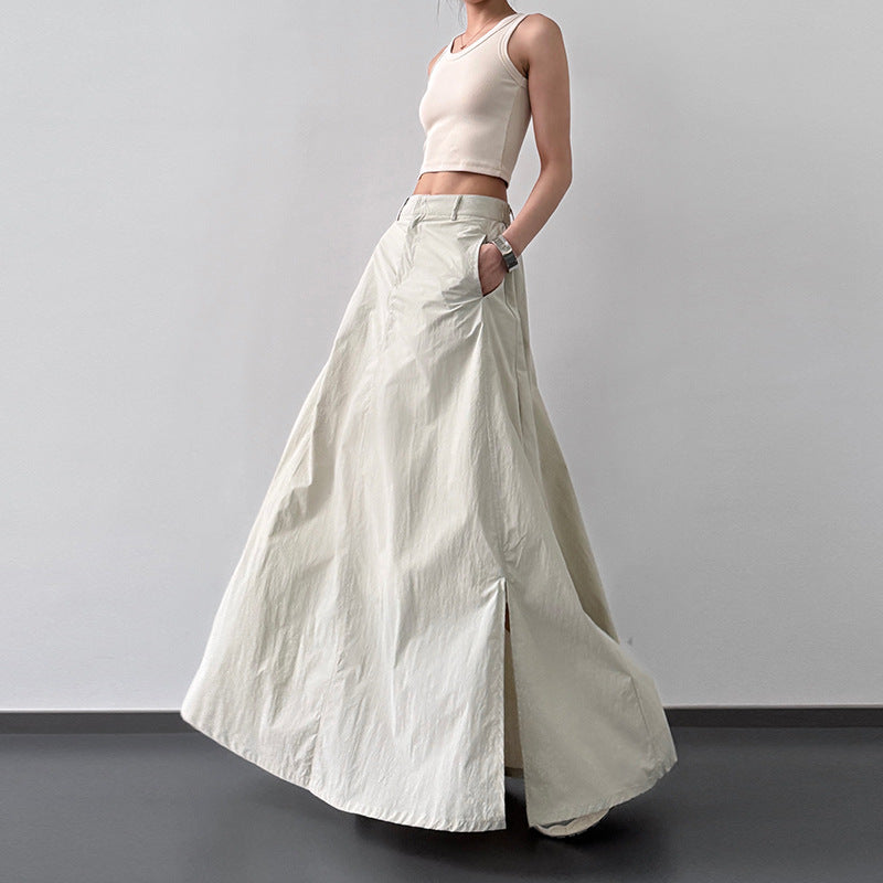 Summer Lightweight Fabric Slit Sun-protection Skirt