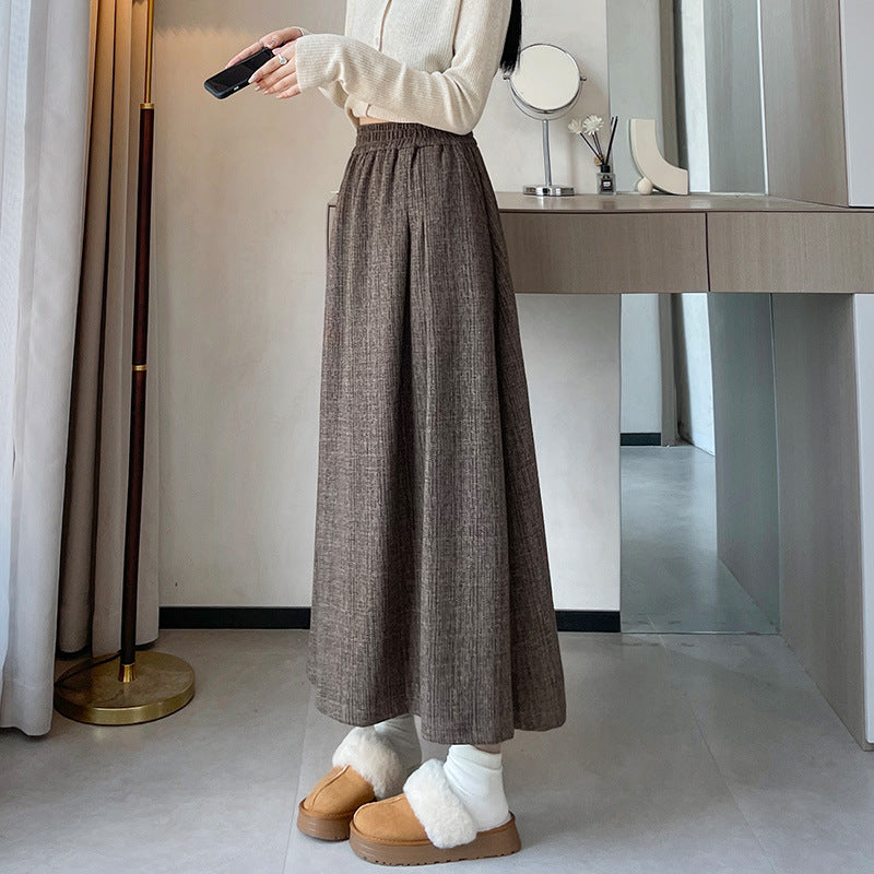Elastic-waist Skirt Figure-flattering Mid-length Draped Skirt For Plus-size Women