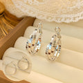 Silver Fish Scale Hoop Earrings, Niche Designer Style, Super Sparkly High-End Versatile Elegant Commute Ear Jewelry For Women