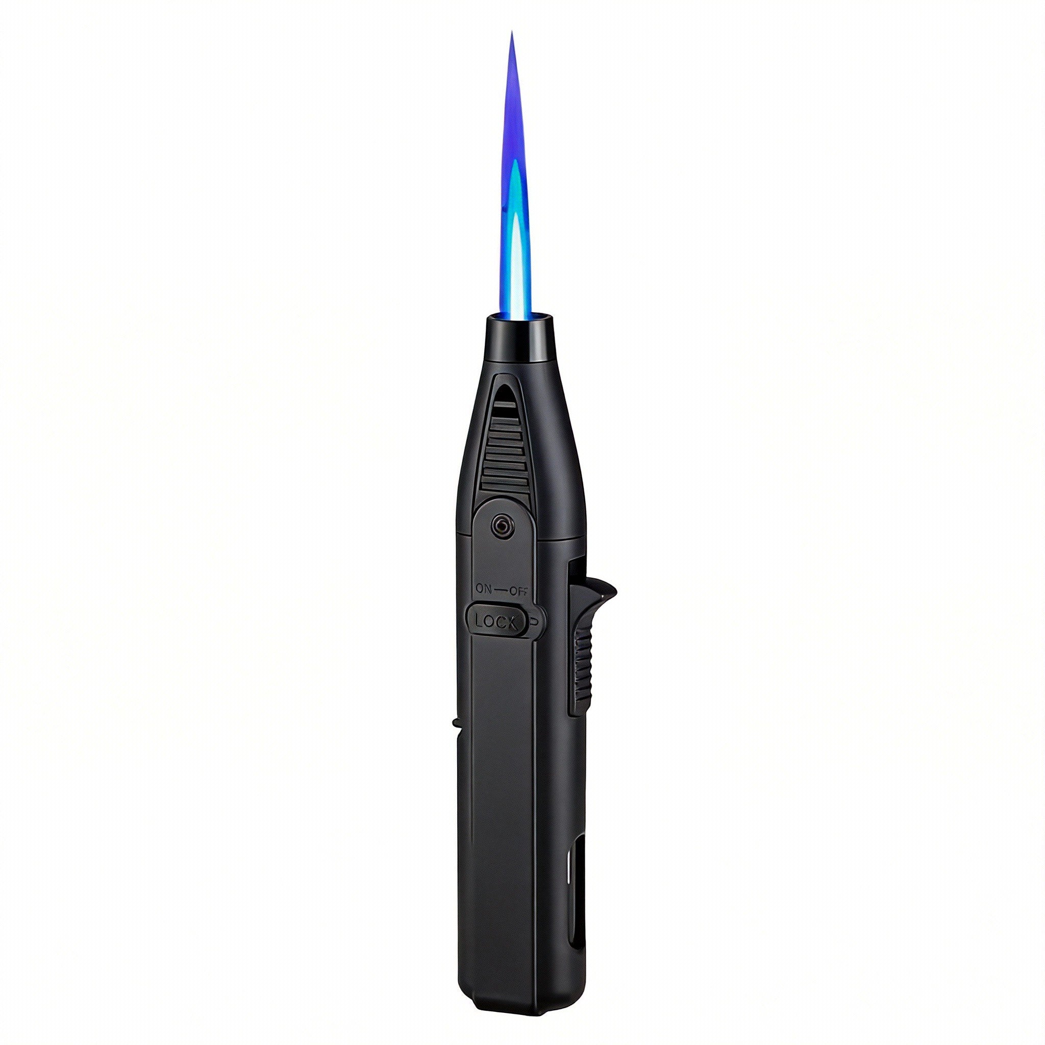 Outdoor Windproof Lighter, Torch Lighter, Blue Flame Lighter With Safety Lock, Suitable For Candles, Barbecue, Stove Walls, Camping Gifts  Excluding Butane Gas