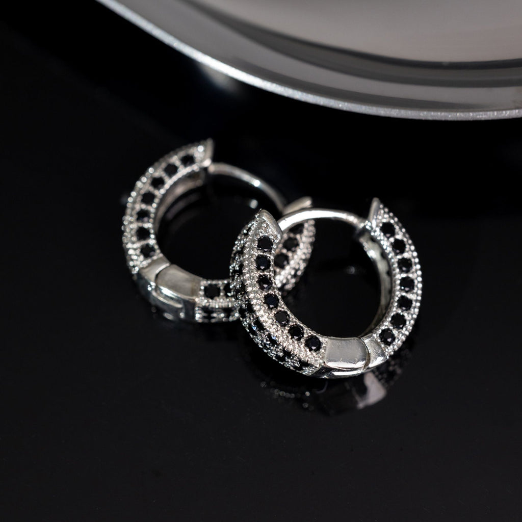 Full Rhinestone Hoop Earrings, 2026 Hot High-End European & American Hip Hop Classic Huggie Earrings, Personalized Circle Light Luxury Stud Jewelry For Men