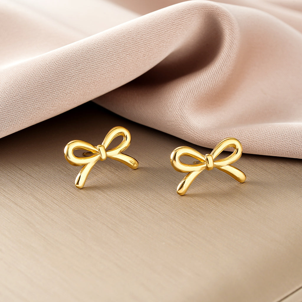 New Arrival 18K Gold Oval Titanium Steel Earrings, Unique Geometric Heart Surface Texture Stainless Steel Trendy Ear Studs