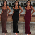 Fashionable And Sexy Backless Pleated Slim-fit Strap Dress