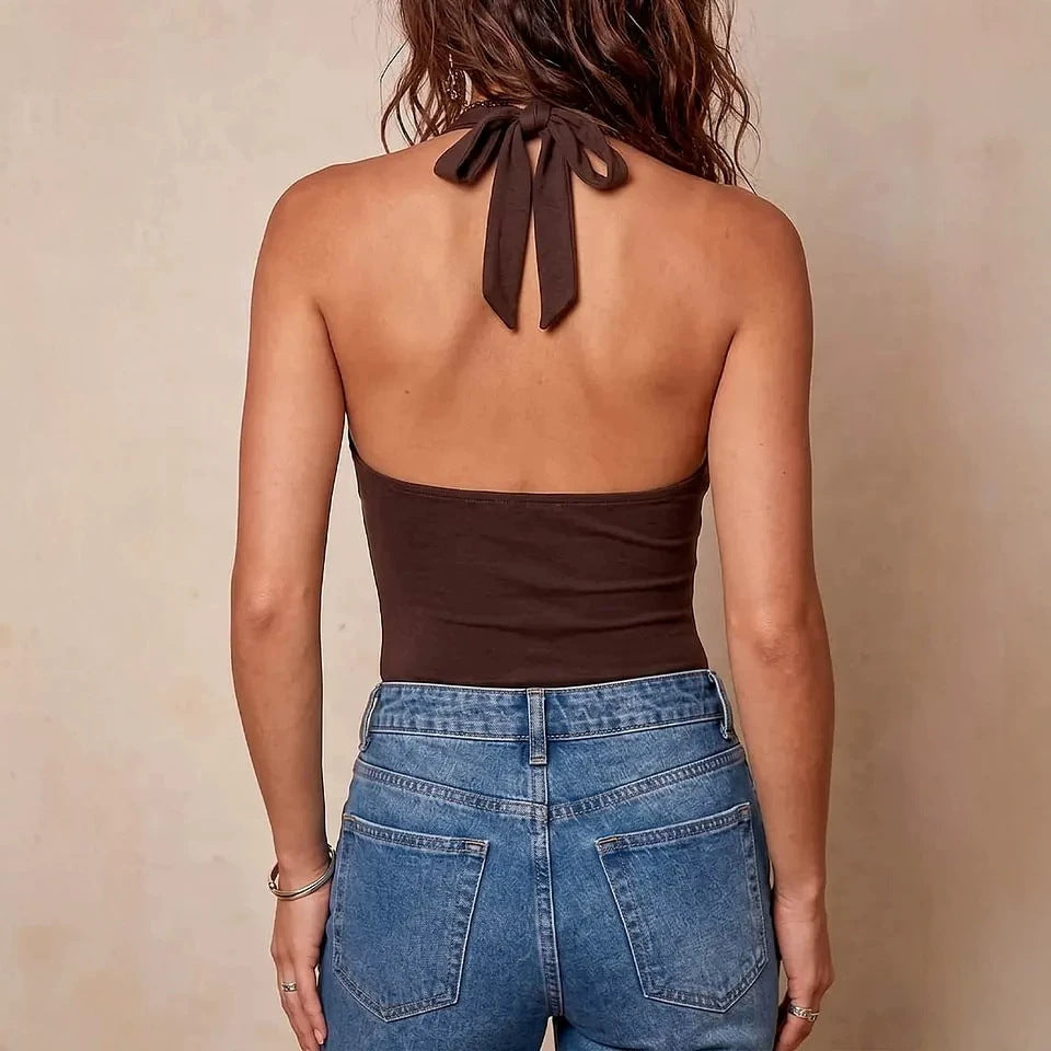V-neck Halter Strap Off-shoulder Tank Top