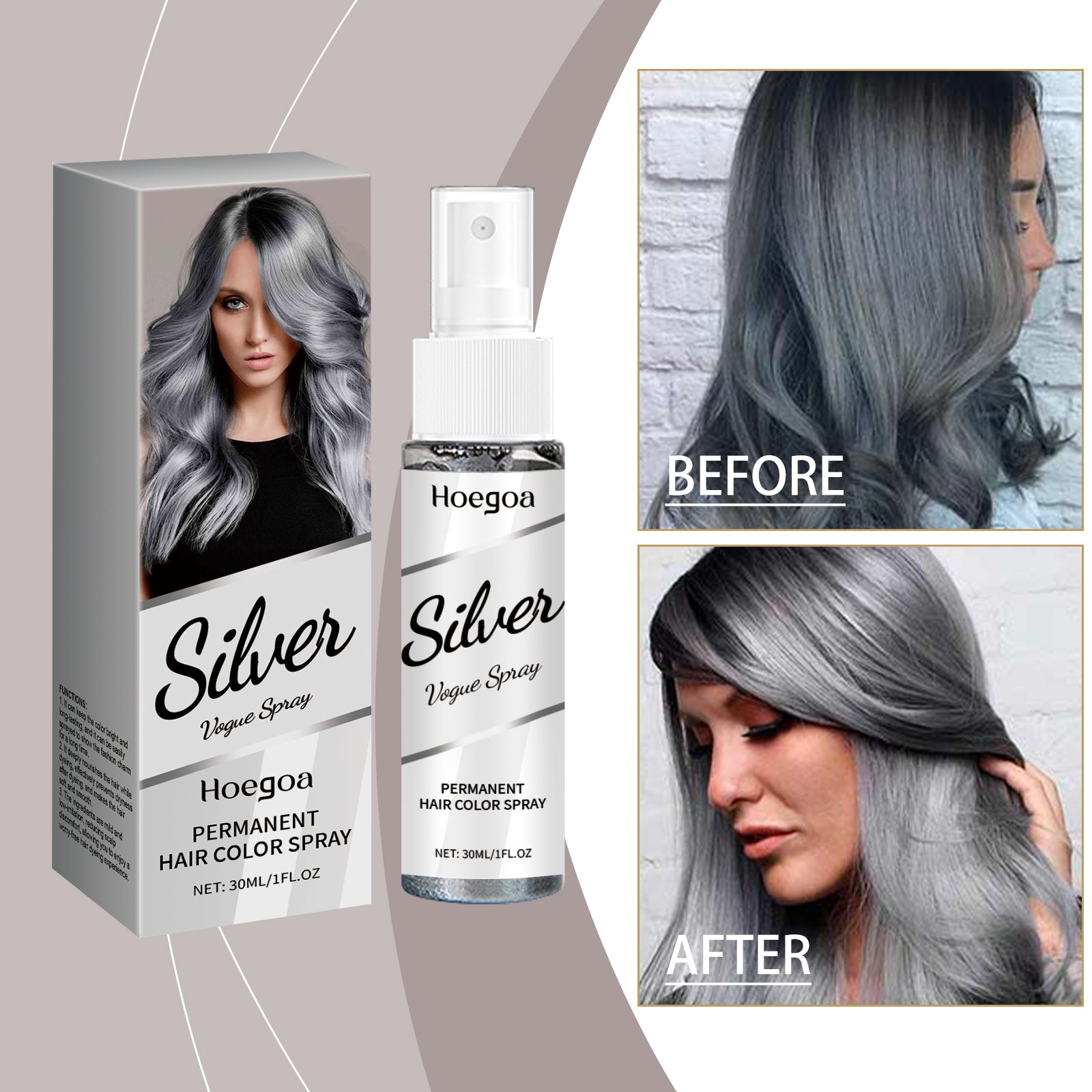 Silver-gray Hair Dye Spray 30ml