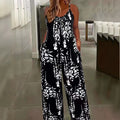 European And American Plus-Size Womens Fashionable Printed Strap Jumpsuit