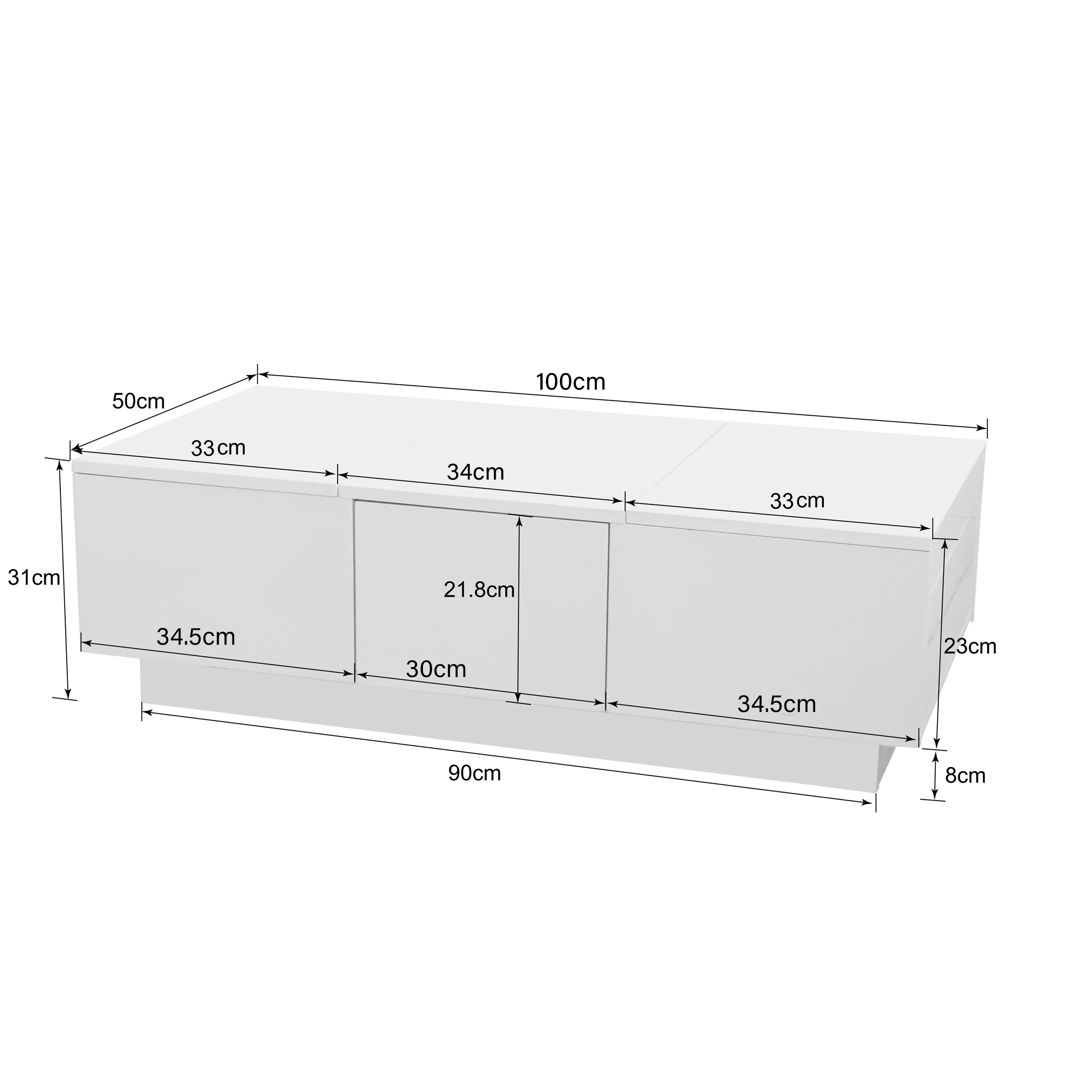 High-gloss Coffee Table With Push-pull Storage Design And Double-sided Drawers.