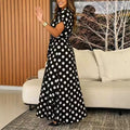 Retro Polka-dot Waist-cinching Dress For Women
