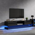 160x35x40.5cm Black High Gloss TV Stand With LED Lighting, 2 Drawers, Application Control, Anti-Tilt Design, Suitable For 60 Inch TV, TV Cabinets, TV Lowboard