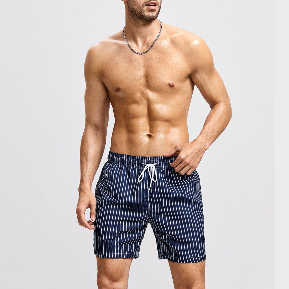 Mens Loose-Fit Printed Casual Beach Shorts
