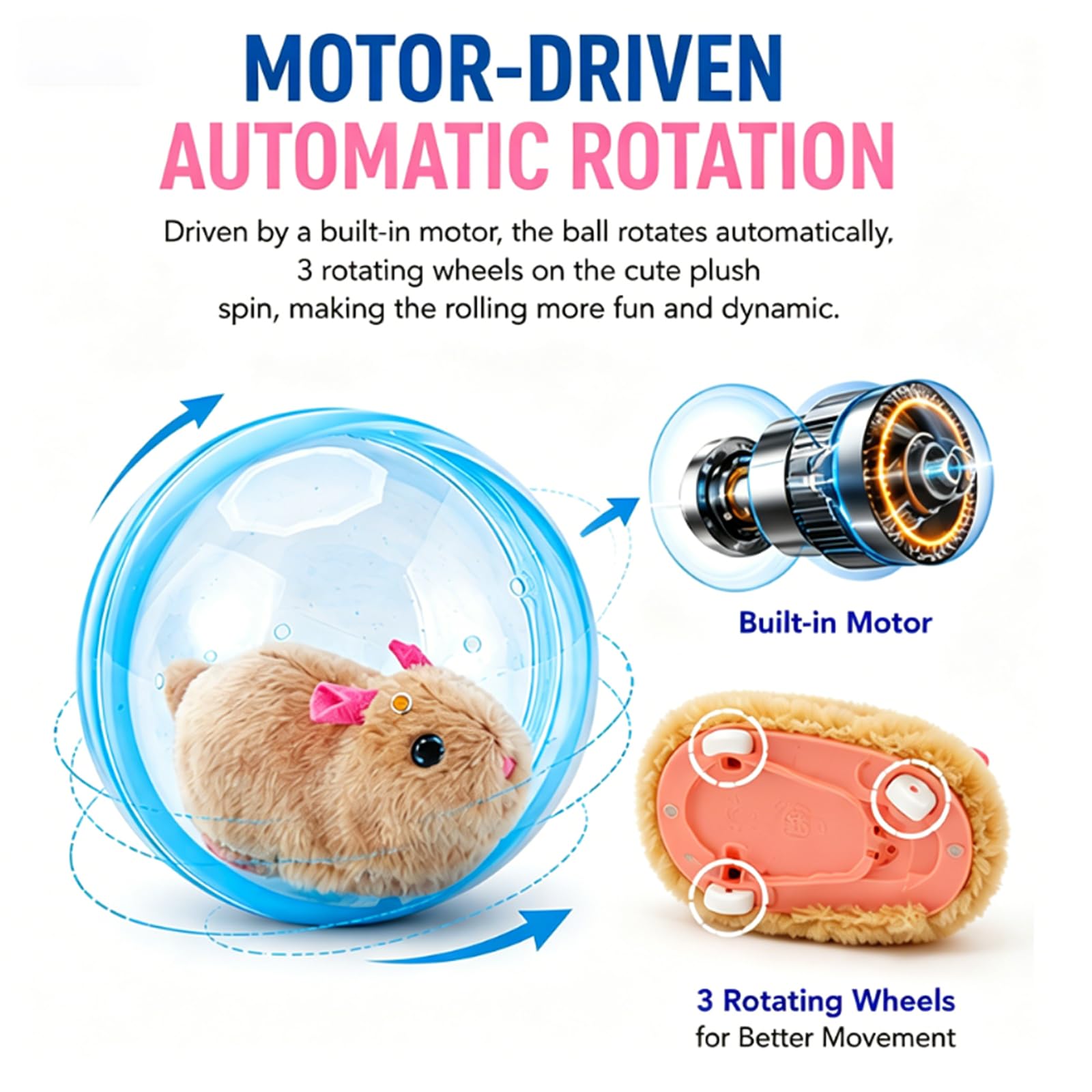 2026 New Self-Rolling Interactive Cat Ball Realistic Animal Automatic Moving Rolling Cat Ball  Rolling Spin Moving Cat Ball Indoor Interactive Pet Ball For Cats Dogs Chasing