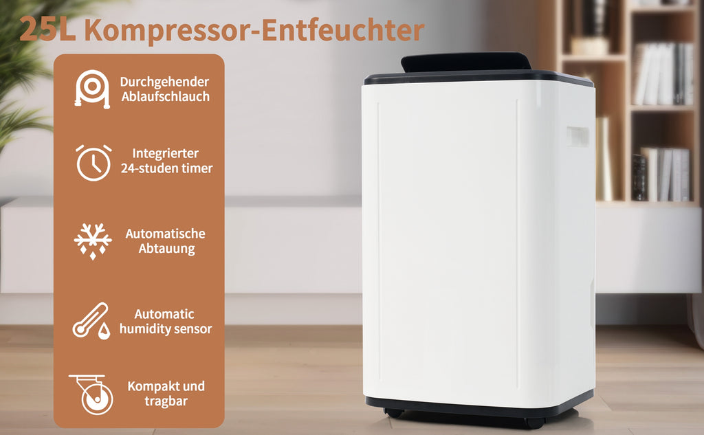 25L Day Dehumidifier For 3-in-1 Dehumidifier, Air Purifier, And Laundry Dryer  6L Water Tank, 24-Hour Timer, Mold And Moisture Resistant  LED Display