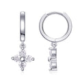 S925 Sterling Silver Clover Drop Earrings, D-VVS1 Moissanite Huggie Dangle, Platinum Plated 3.8g Women's Jewelry Gift Box