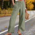 Wide-leg Pants With A Fitted Waist And Drawstring Solid-color Casual Trousers