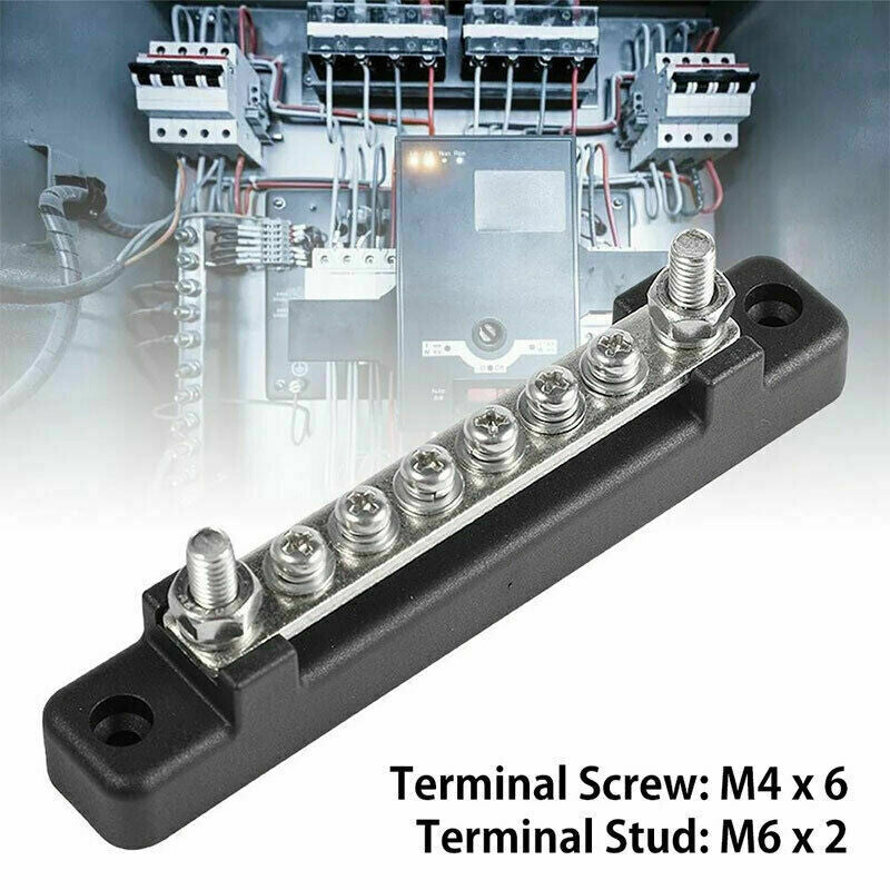 12V Distribution Bus Bar Auto Boat Marine Power 6 Way Terminal Block Bus Bar