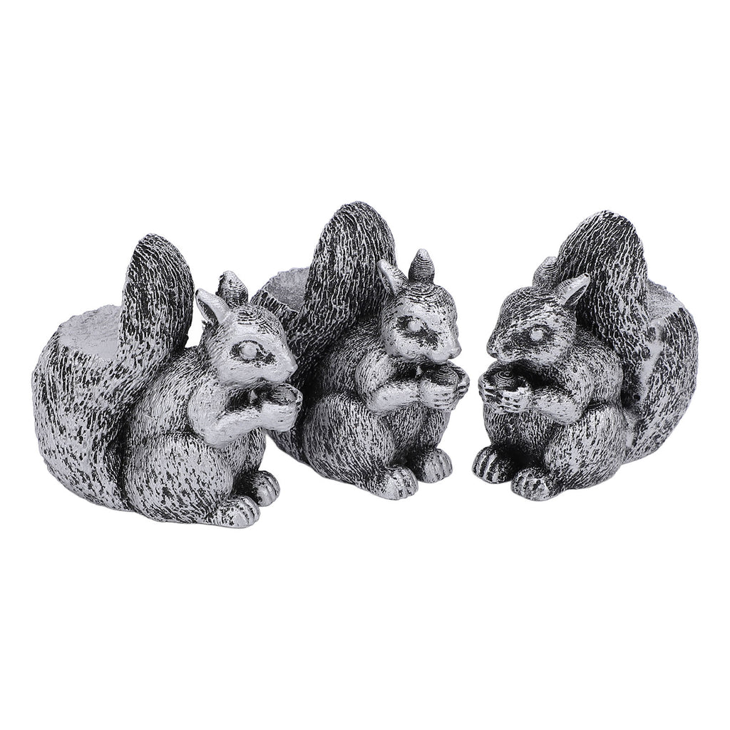 3PCS Flower Pot Decorative Feet Resin Animal Statue Plant Pot Support Feet Planter Riser For Outdoor Garden Squirrel