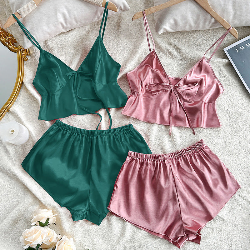 Fashionable And Sexy Backless Strap Dress And Shorts Twopiece Set