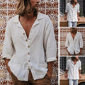 Double-layered Pleated Mens Relaxed-fit Casual Long-sleeve Shirt With A Cuban Collar