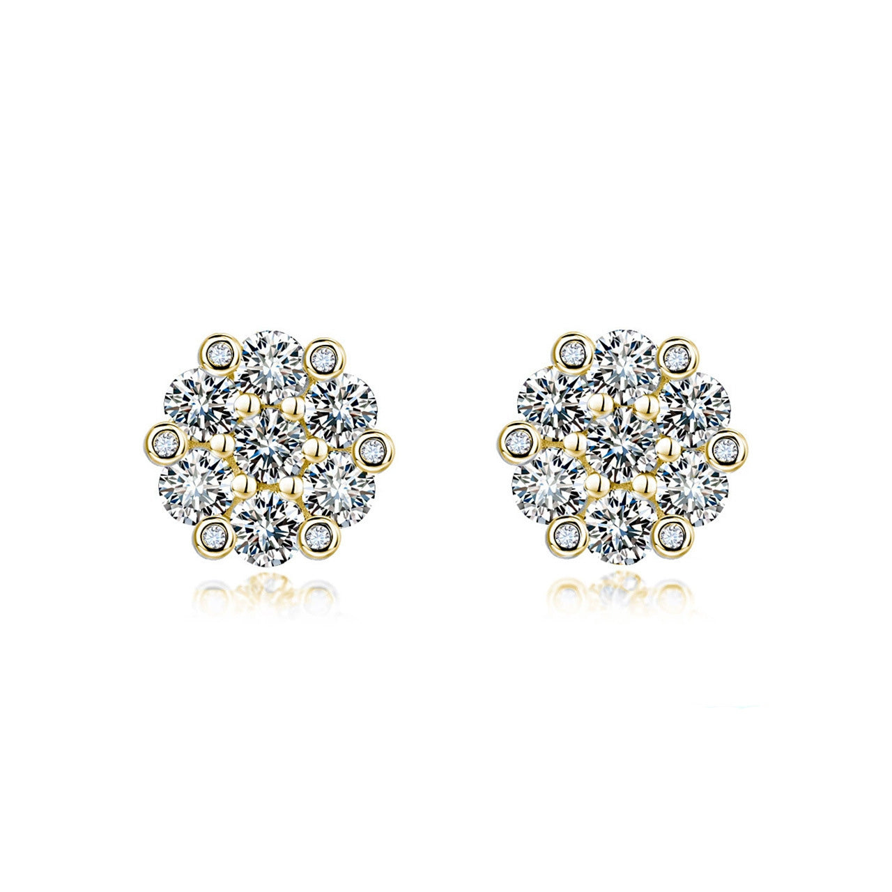 S925 Sterling Silver Floral Cluster Stud Earrings, 3mm D-VVS1 Moissanite Pave, Platinum Plated 2.5g Women's Jewelry Gift Box Set