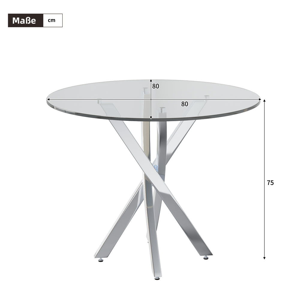 Dining Table Set Including Dining Table And 2 Chairs 80x80x75 Tabletop Made Of Tempered Glass, Modern Dining Table, Galvanized Table Legs, Coffee Table, Black Dining Chairs, Silver Table Legs