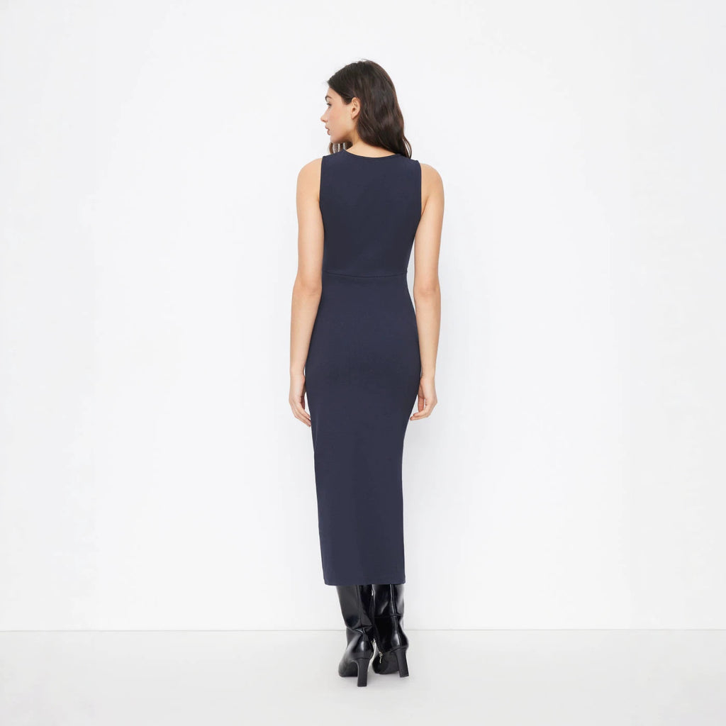 Sleeveless Buttoned Elegant Knitted Dress For Women