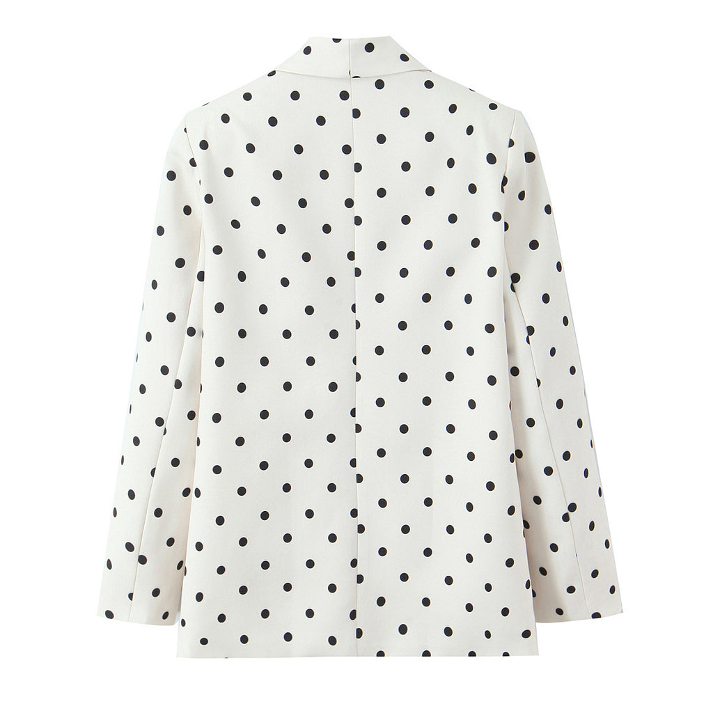 European And American-style Chic Minimalist Polka-dot Blazer With No Buttons
