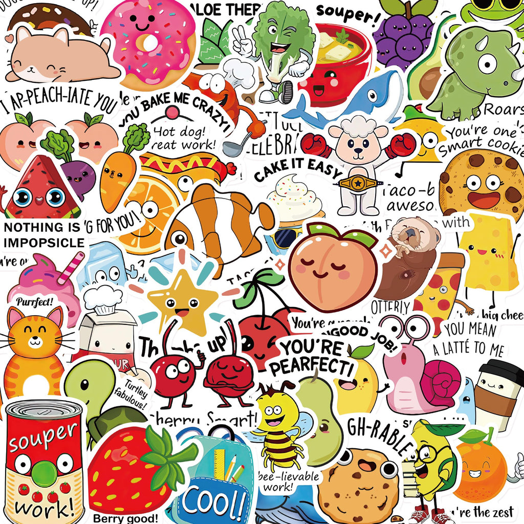 50 Pieces Children's Cute DIY Luggage Refrigerator PVC Waterproof Stickers