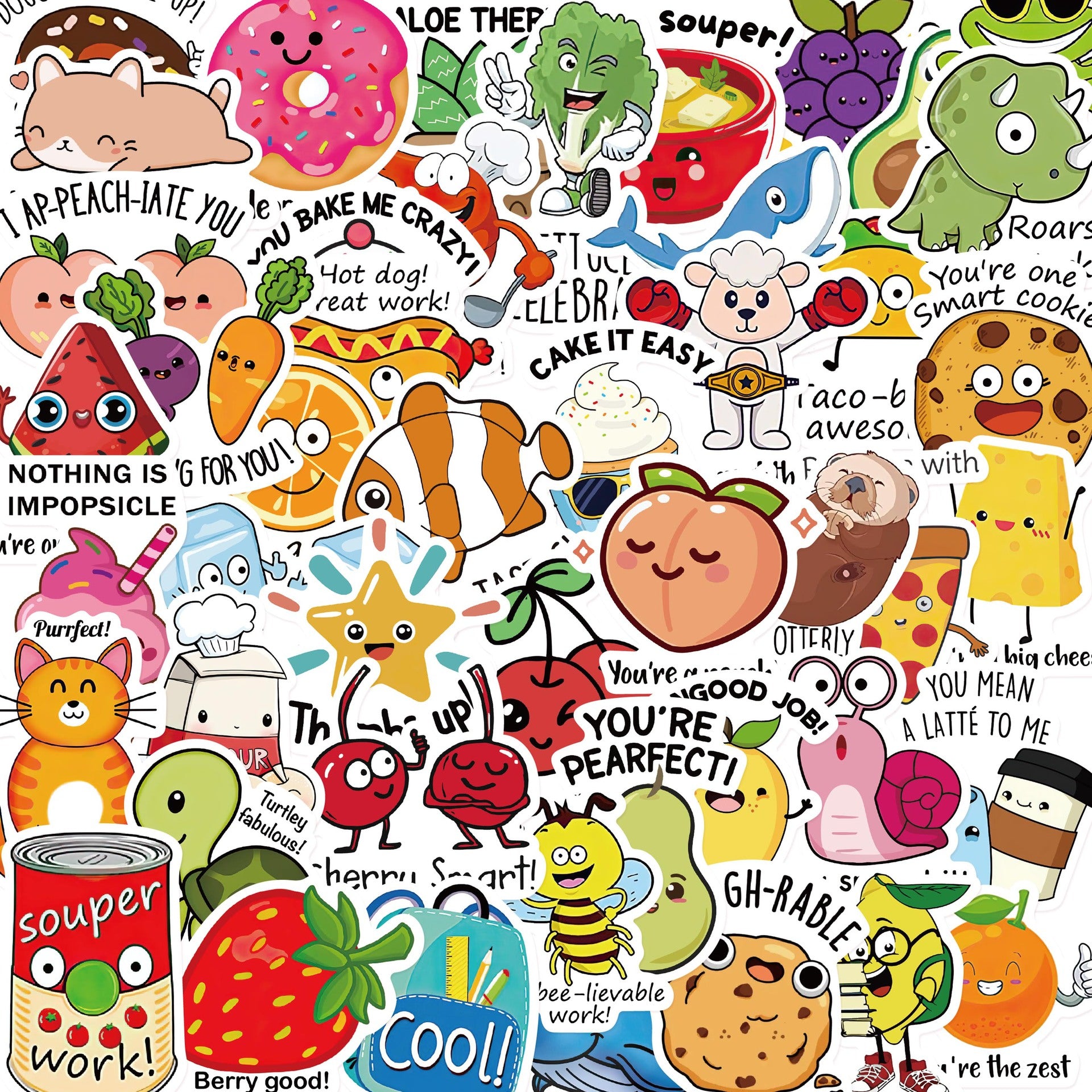 50 Pieces Children's Cute DIY Luggage Refrigerator PVC Waterproof Stickers