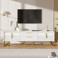 High-Gloss TV Stand Floor-Standing, Gold Handles And Legs, Door With Engraved Texture, Living Room Storage Solution A Perfect Blend Of Elegance, Luxury, And Functionality